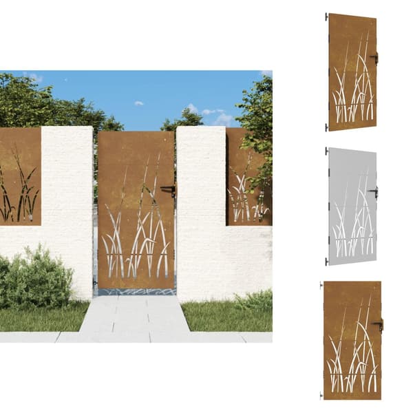 Portit - Living Puutarhaportti 85x175 cm corten teräs ruohokuvio