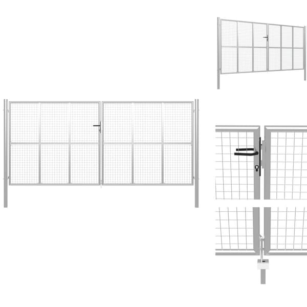 Portit - Living Puutarhaportti galvanoitu teräs 415x225 cm hopea