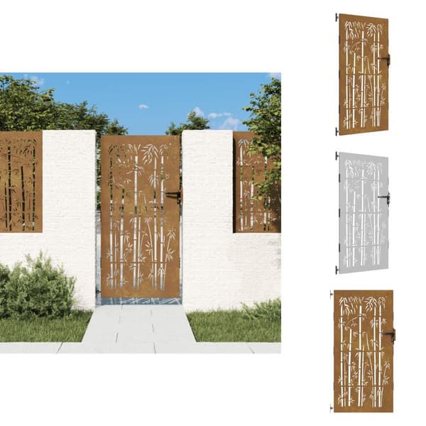 Portit - Living Puutarhaportti 85x175 cm corten teräs bambukuvio