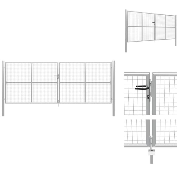 Portit - Living Puutarhaportti galvanoitu teräs 415x200 cm hopea