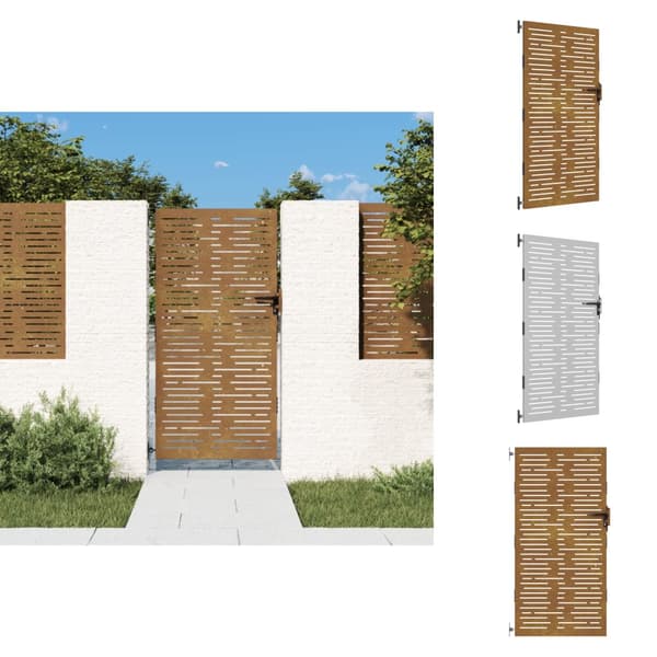 Portit - Living Puutarhaportti 85x200 cm corten teräs raitakuvio