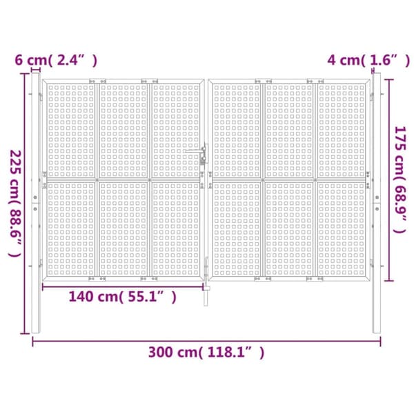 Portit - Living Puutarhaportti antrasiitti 300x225 cm teräs