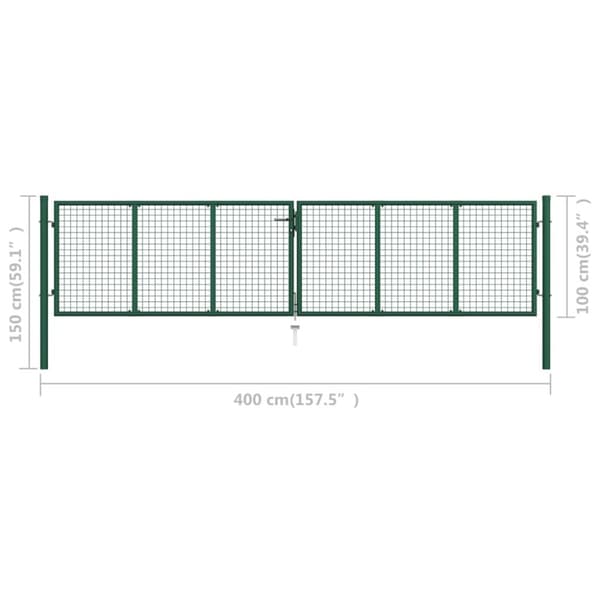 Trädgårdsgrind stål 400x100 cm grön - Grind - Grindar - Home & Living