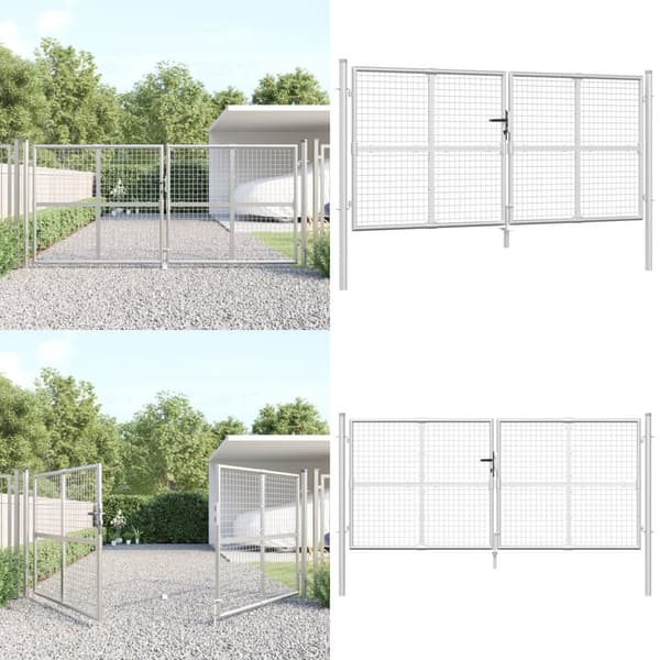 Puutarhan verkkoportti hopea 300x175 cm galvanoitu teräs - Portti - Portit - Home & Living