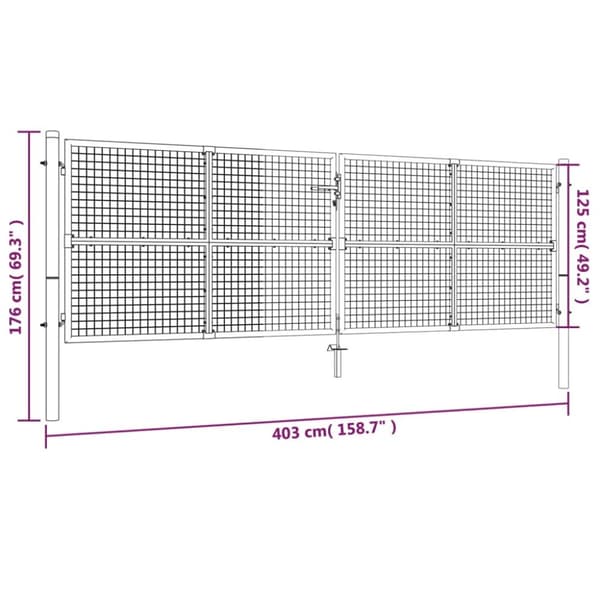 Puutarhan verkkoportti teräs 400x125 cm vihreä - Aitaportti - Aitaportit - Home & Living