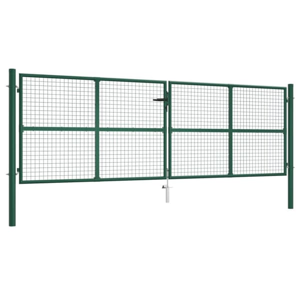 Puutarhan verkkoportti teräs 400x125 cm vihreä - Aitaportti - Aitaportit - Home & Living