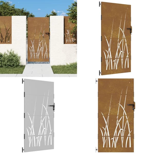 Puutarhaportti 85x175 cm corten teräs ruohokuvio - Puutarhaportti - Puutarhaportit - Home & Living