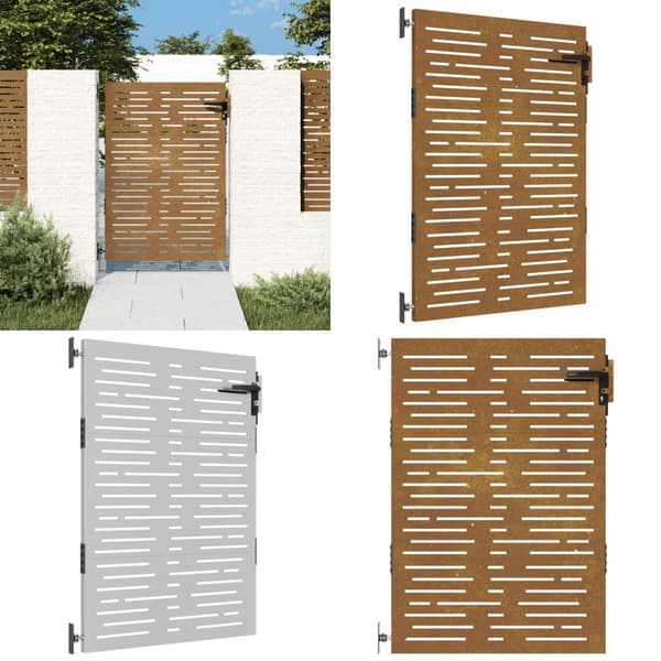 Puutarhaportti 85x150 cm corten teräs raitakuvio - Puutarhaportti - Puutarhaportit - Home & Living