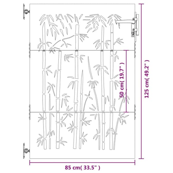Puutarhaportti 85x125 cm corten teräs bambukuvio - Puutarhaportti - Puutarhaportit - Home & Living