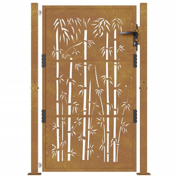 Puutarhaportti 105x155 cm corten teräs bambukuvio - Aitaportti - Aitaportit - Home & Living