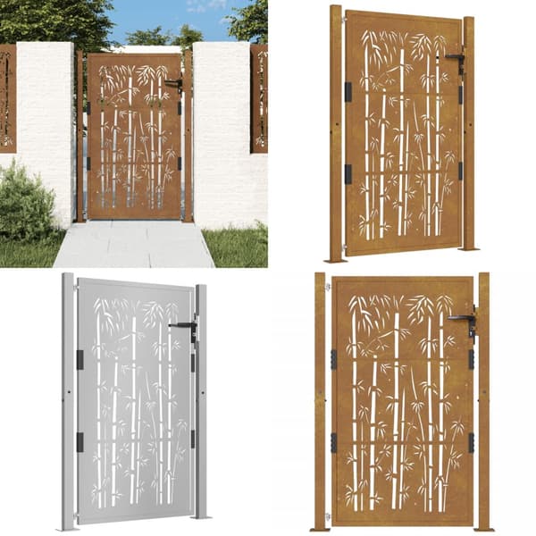 Puutarhaportti 105x155 cm corten teräs bambukuvio - Aitaportti - Aitaportit - Home & Living