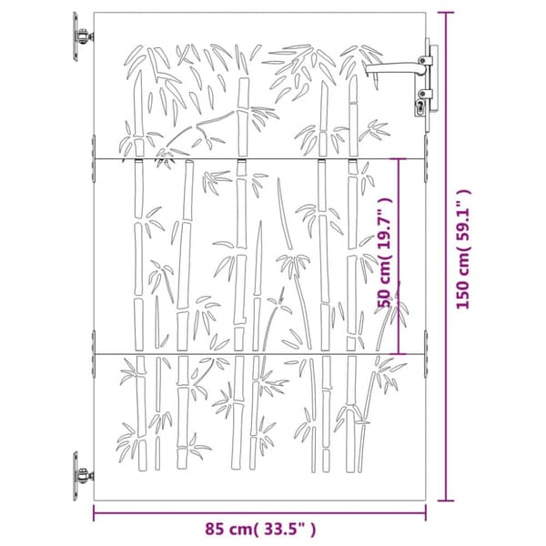 Puutarhaportti 85x150 cm corten teräs bambukuvio - Puutarhaportti - Puutarhaportit - Home & Living