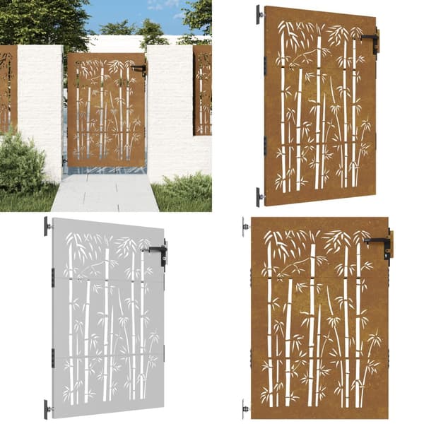 Puutarhaportti 85x150 cm corten teräs bambukuvio - Puutarhaportti - Puutarhaportit - Home & Living