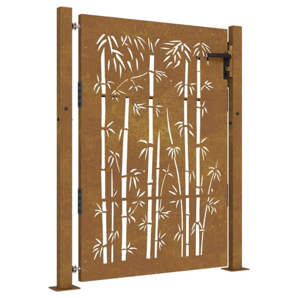 Puutarhaportti 105x130 cm corten teräs bambukuvio - Puutarhaportti - Puutarhaportit - Home & Living