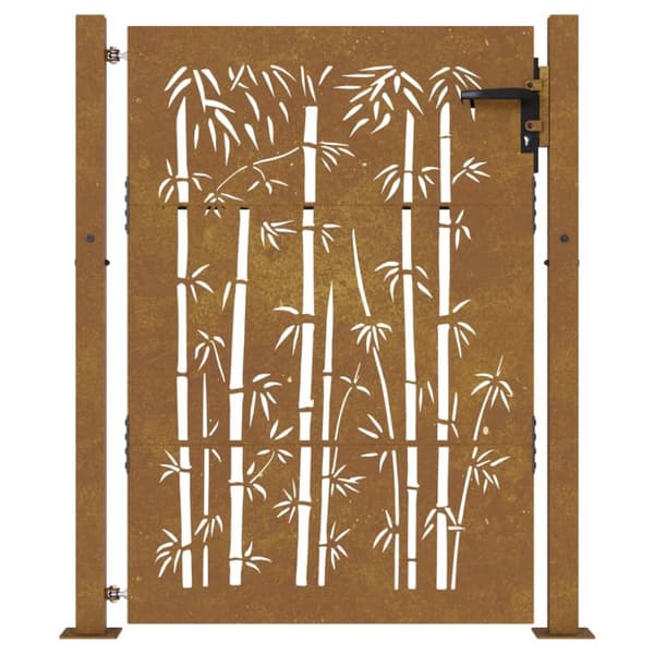 Puutarhaportti 105x130 cm corten teräs bambukuvio - Puutarhaportti - Puutarhaportit - Home & Living