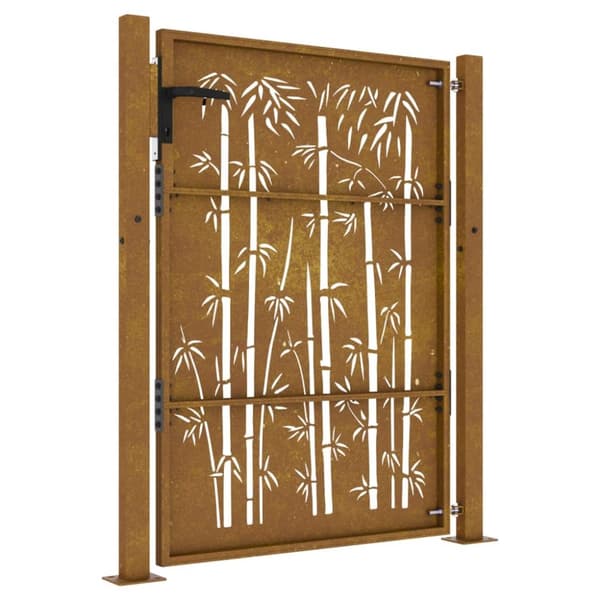 Puutarhaportti 105x130 cm corten teräs bambukuvio - Puutarhaportti - Puutarhaportit - Home & Living