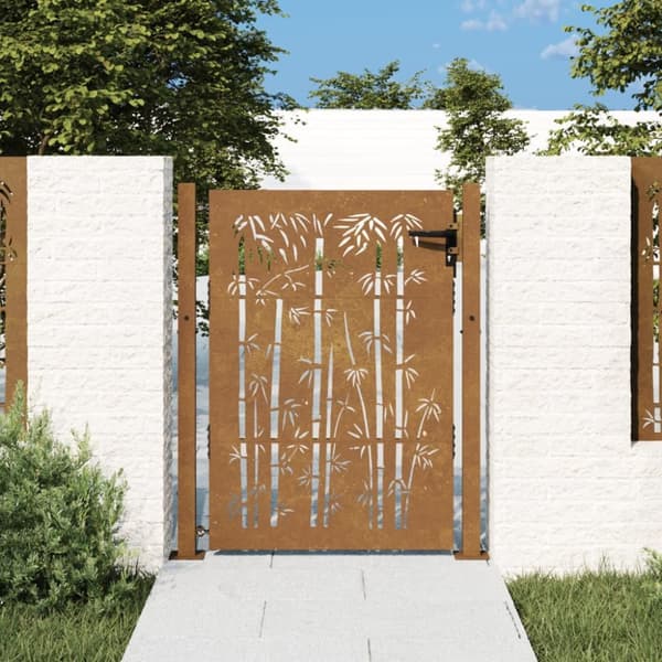 Puutarhaportti 105x130 cm corten teräs bambukuvio - Puutarhaportti - Puutarhaportit - Home & Living