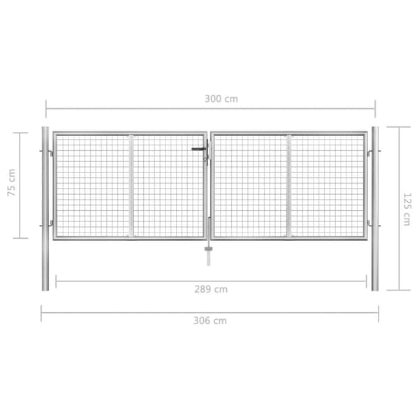 havelåge galvaniseret stål 306 x 125 cm sølvfarvet