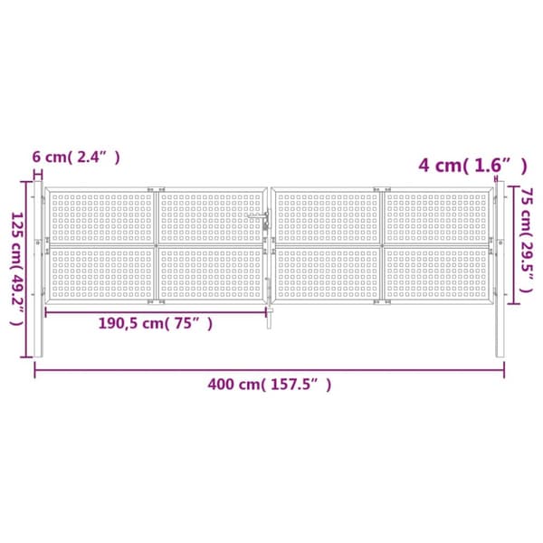 Puutarhaportti antrasiitti 400x125 cm teräs