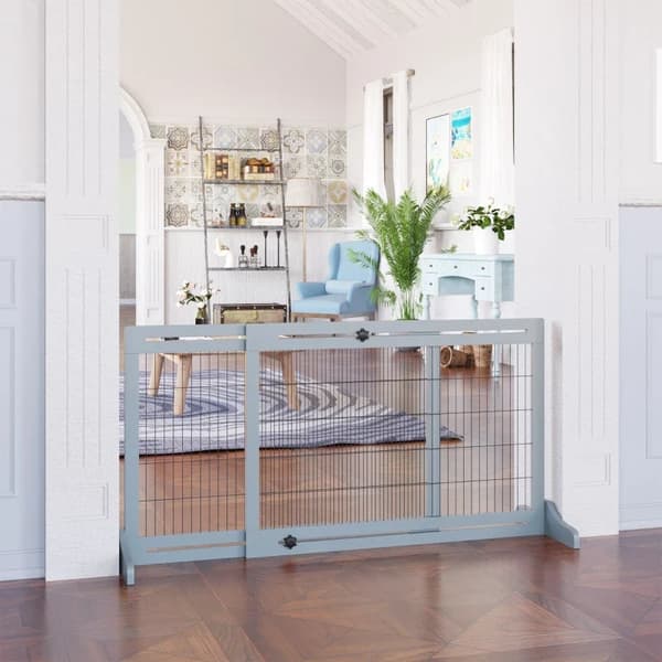 Rootz Dog Gate - Trappport - Justerbar i höjdled - Fällbart stängsel för djur - Dörröppning - Hall - Små och medelstora hundar - Grå + Svart - 183cm x