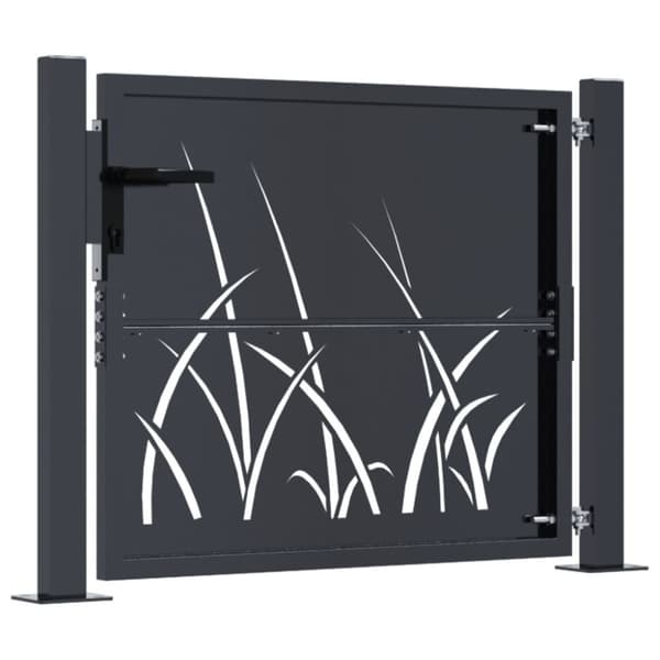 havelåge 105x80 cm stål græsdesign antracitgrå