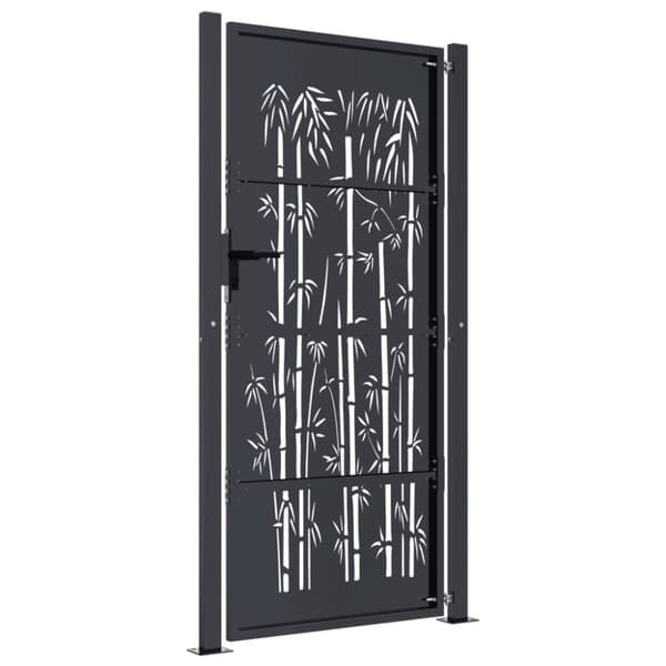 Puutarhaportti antrasiitti 105x205 cm teräs bambukuvio