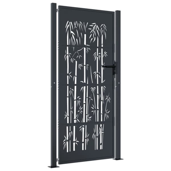 Puutarhaportti antrasiitti 105x205 cm teräs bambukuvio
