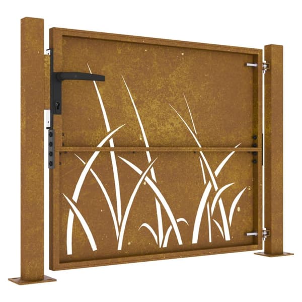 Puutarhaportti 105x105 cm corten teräs ruohokuvio