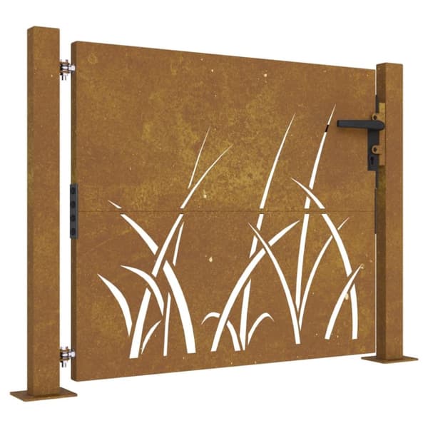 Puutarhaportti 105x105 cm corten teräs ruohokuvio