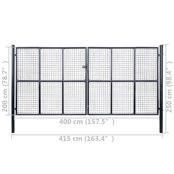 havelåge i trådnet galvaniseret stål 400 x 200 cm grå