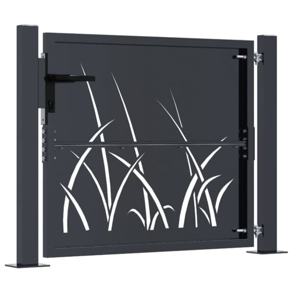 havelåge 105x105 cm stål græsdesign antracitgrå