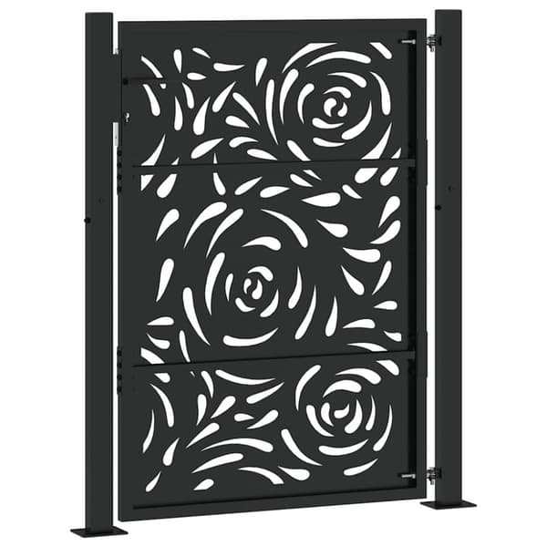 vidaXL Hageport svart 105x130 cm stål flammedesign