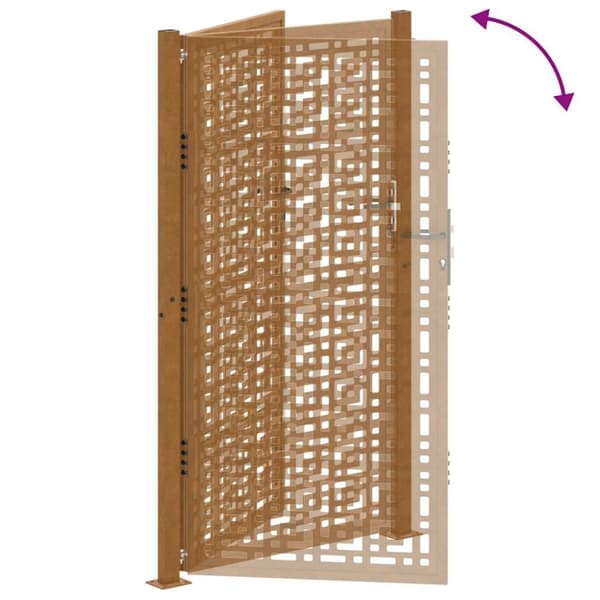 vidaXL Hageport 105x180 cm oksidert stål kryssdesign