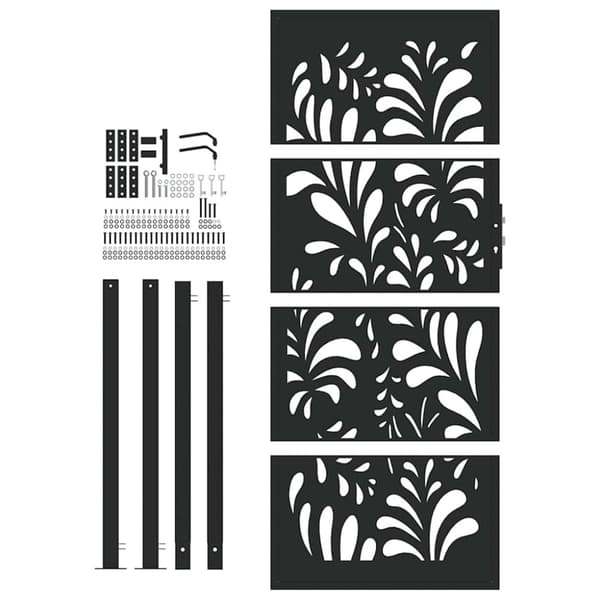 vidaXL Hageport svart 105x205 cm stål bølgedesign