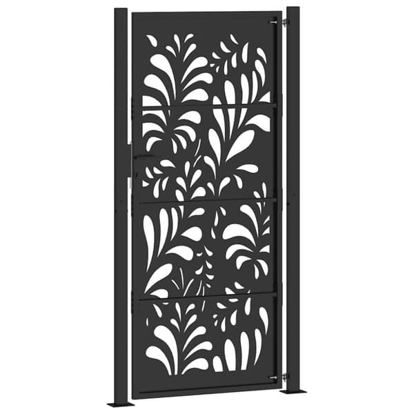 vidaXL Hageport svart 105x205 cm stål bølgedesign