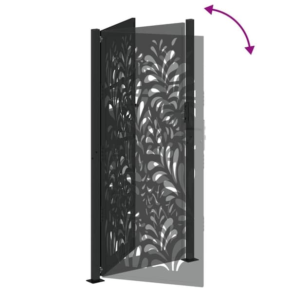 vidaXL Hageport svart 105x205 cm stål bølgedesign