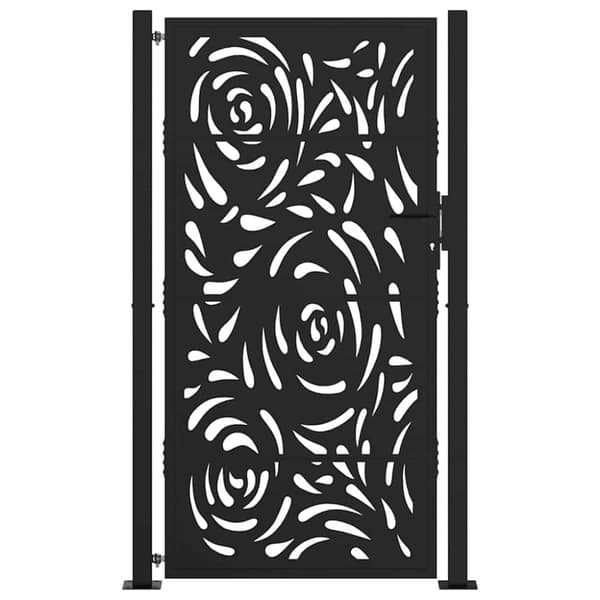 vidaXL Hageport svart 105x180 cm stål flammedesign