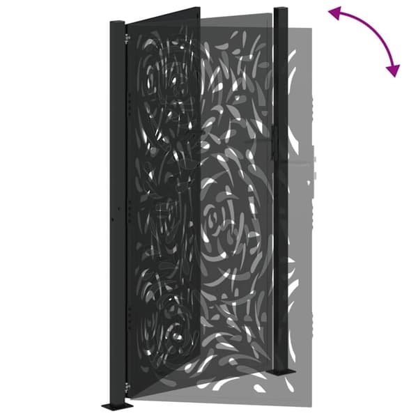 vidaXL Hageport svart 105x180 cm stål flammedesign