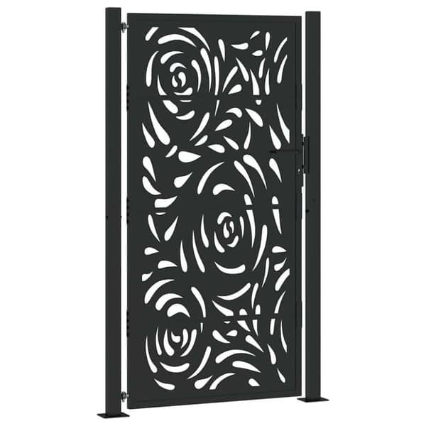 vidaXL Hageport svart 105x180 cm stål flammedesign