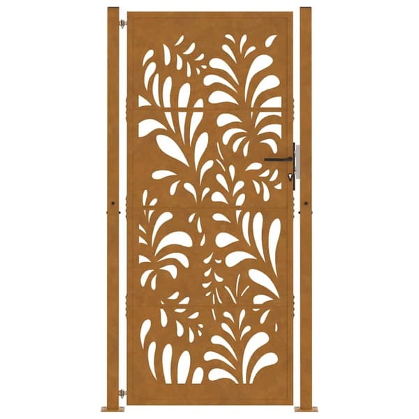 vidaXL Hageport 105x205 cm oksidert stål bølgedesign
