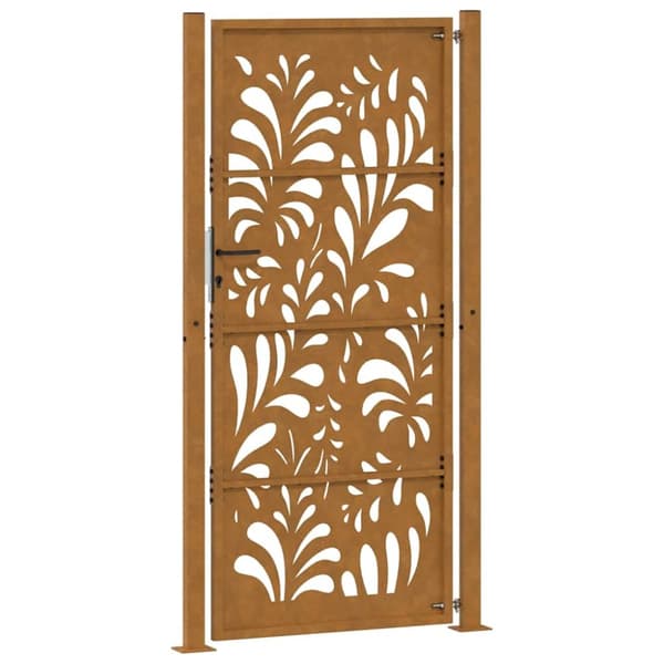 vidaXL Hageport 105x205 cm oksidert stål bølgedesign