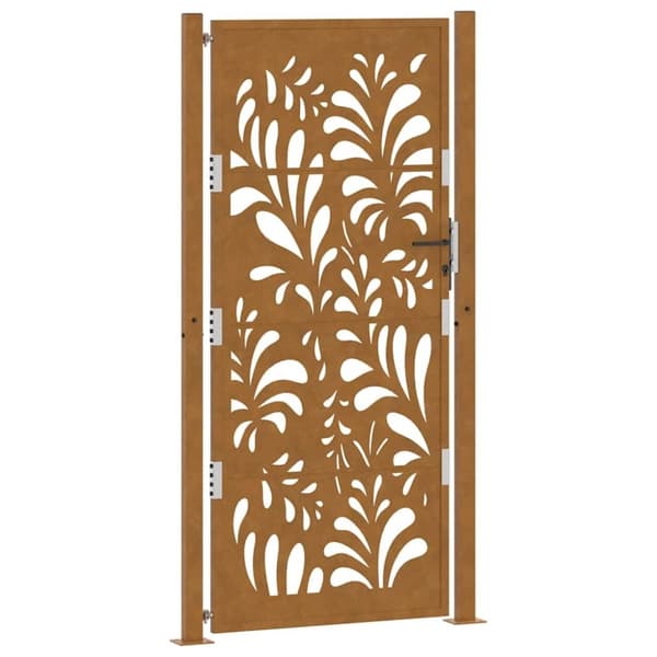 vidaXL Hageport 105x205 cm oksidert stål bølgedesign