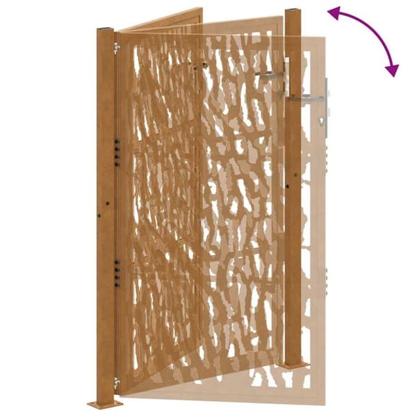 vidaXL Hageport 105x155 cm oksidert stål spordesign