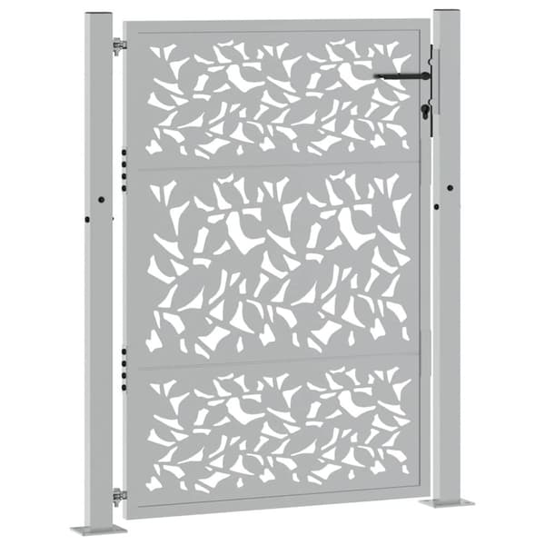 vidaXL Hageport 105x130 cm oksidert stål bladdesign