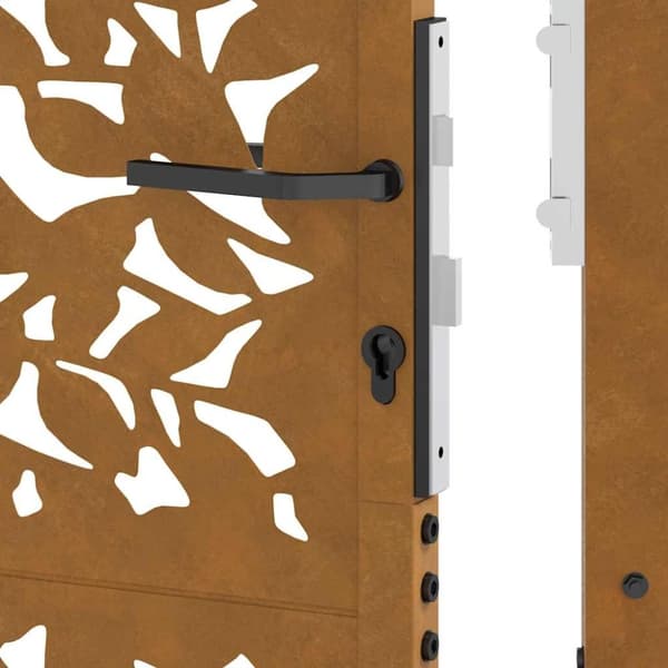 vidaXL Hageport 105x130 cm oksidert stål bladdesign