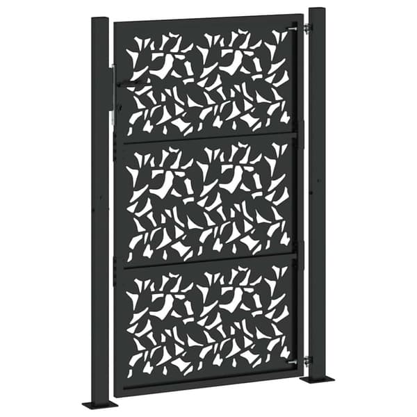 vidaXL Hageport svart 105x155 cm stål bladdesign