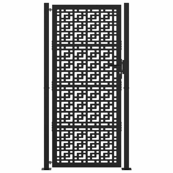 vidaXL Hageport svart 105x205 cm stål kryssdesign
