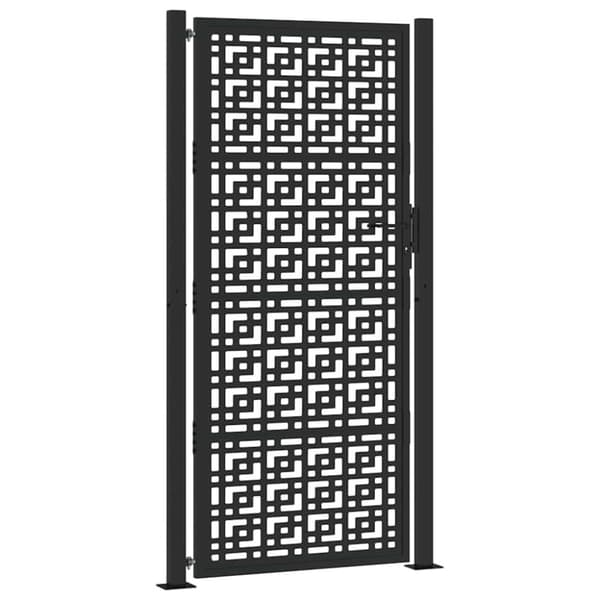 vidaXL Hageport svart 105x205 cm stål kryssdesign