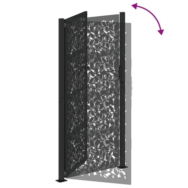 vidaXL Hageport svart 105x205 cm stål bladdesign