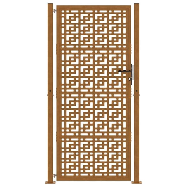 vidaXL Hageport 105x205 cm oksidert stål kryssdesign